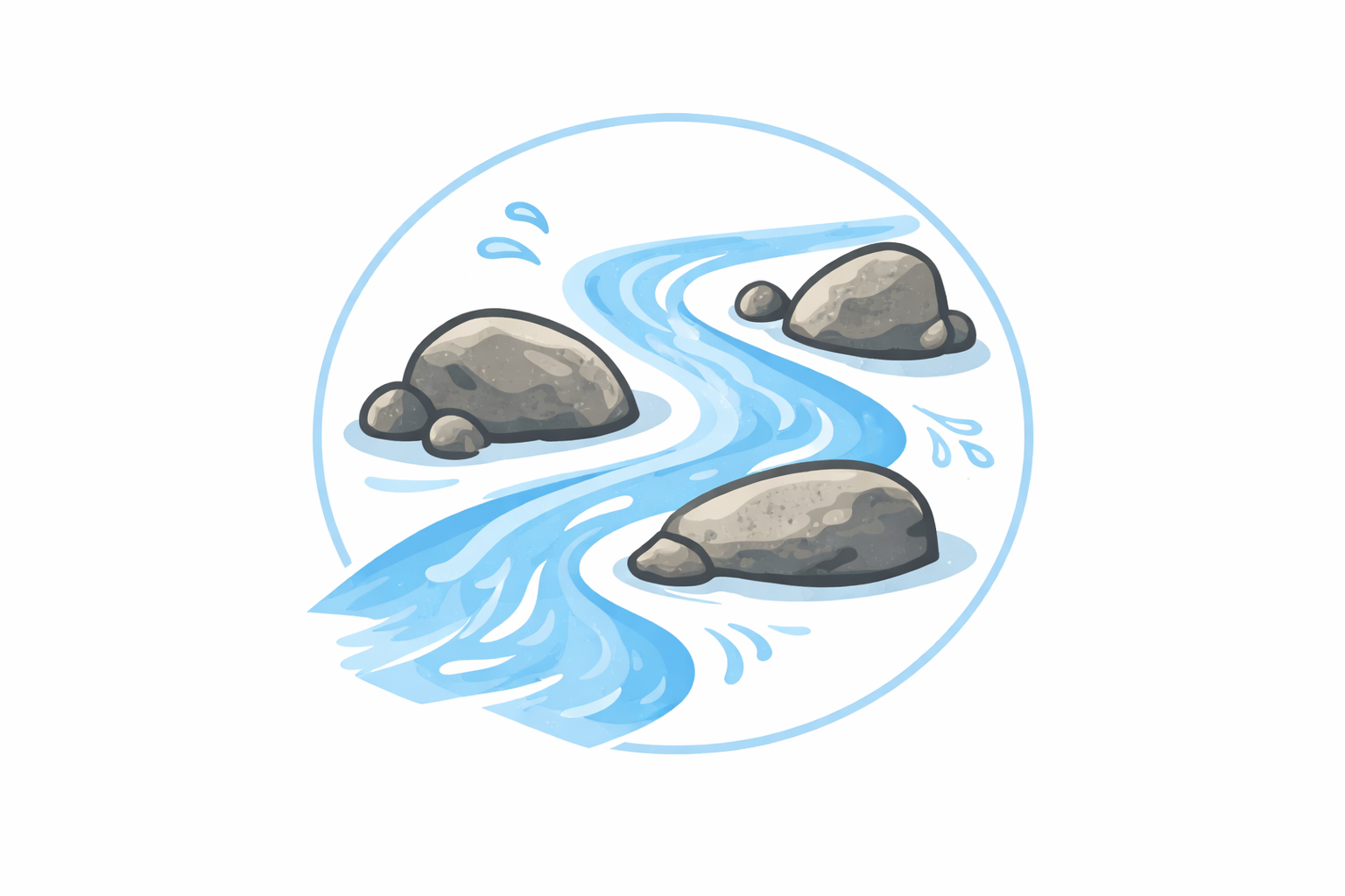Water flowing around rocks